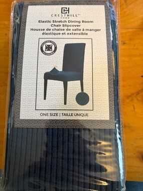 Cresthill Elastic Stretch Dining Room Chair Slipcover in Dark Navy